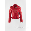 Veste de moto rouge brillante